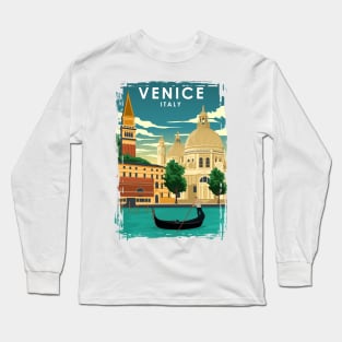 Venice Italy Vintage Minimal Travel Poster Long Sleeve T-Shirt